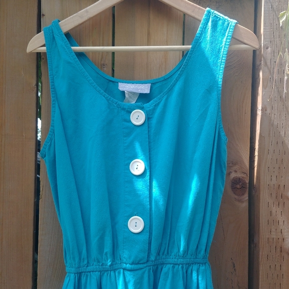 Vintage Turquoise Day Dress Size M - Picture 6 of 6